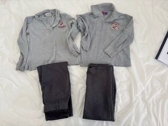 Challenger school kids uniform girl boy size 5/6 polo shirt grey long sleeve bottom pant size 5 & 5H 1 girl top long sleeve grey shirt -$5 size YXS 1 