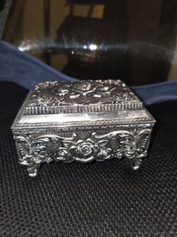 Silver And Brass Silver Tone Jewelery Box Trinket