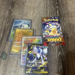 Hop’s wooloo, Walking wake, mega absol ex, hisuian typhosion and  surging sparks single pack