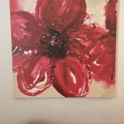 Red Flower Wall Canvas Wall Art Home Decor 35.5 X 35.5