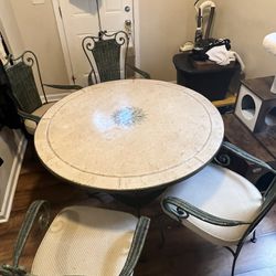 Circular Soapstone Table Set With Chairs 