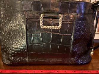 Brighton Black Croc-Embossed Leather Handbag