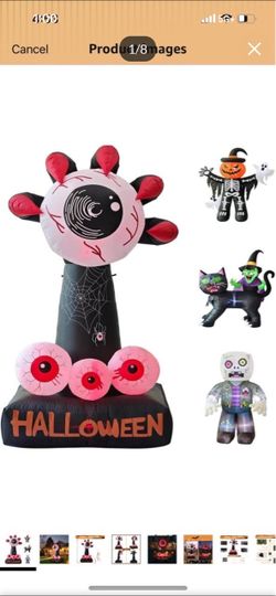 LANGXUN 8ft Eyeball Halloween Inflatable, LED Spooky claws yard prop, giant blow up decoration for outdoor indoor lawn garden patio party