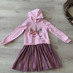 Youth Unicorn Hooded Dress. Size 7