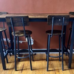 High Dining Table Set For 4 - Brown - $130