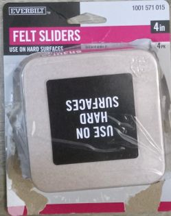 NEW Open Package (4-Pk) Everbilt Oatmeal Square Thin Felt Reusable Sliders 4"