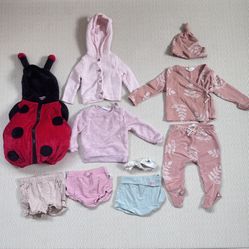 Baby Girl  Bundle | 6–9 Months | Sweaters, Shorts & Lady Bug Halloween Costume