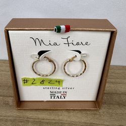 #2824 Mia Fiore Sterling Silver Textured Hoop Earrings NIB