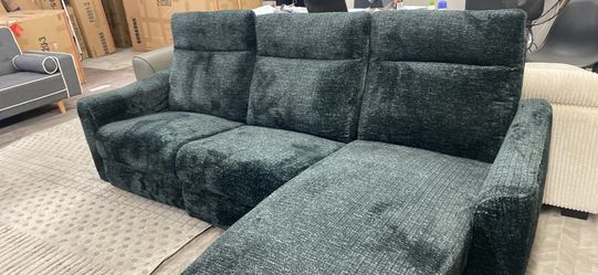 New fabric power recliner sectional couch