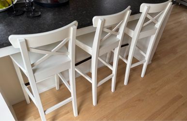 3 Bar stools white IKEA ROSENTORP
