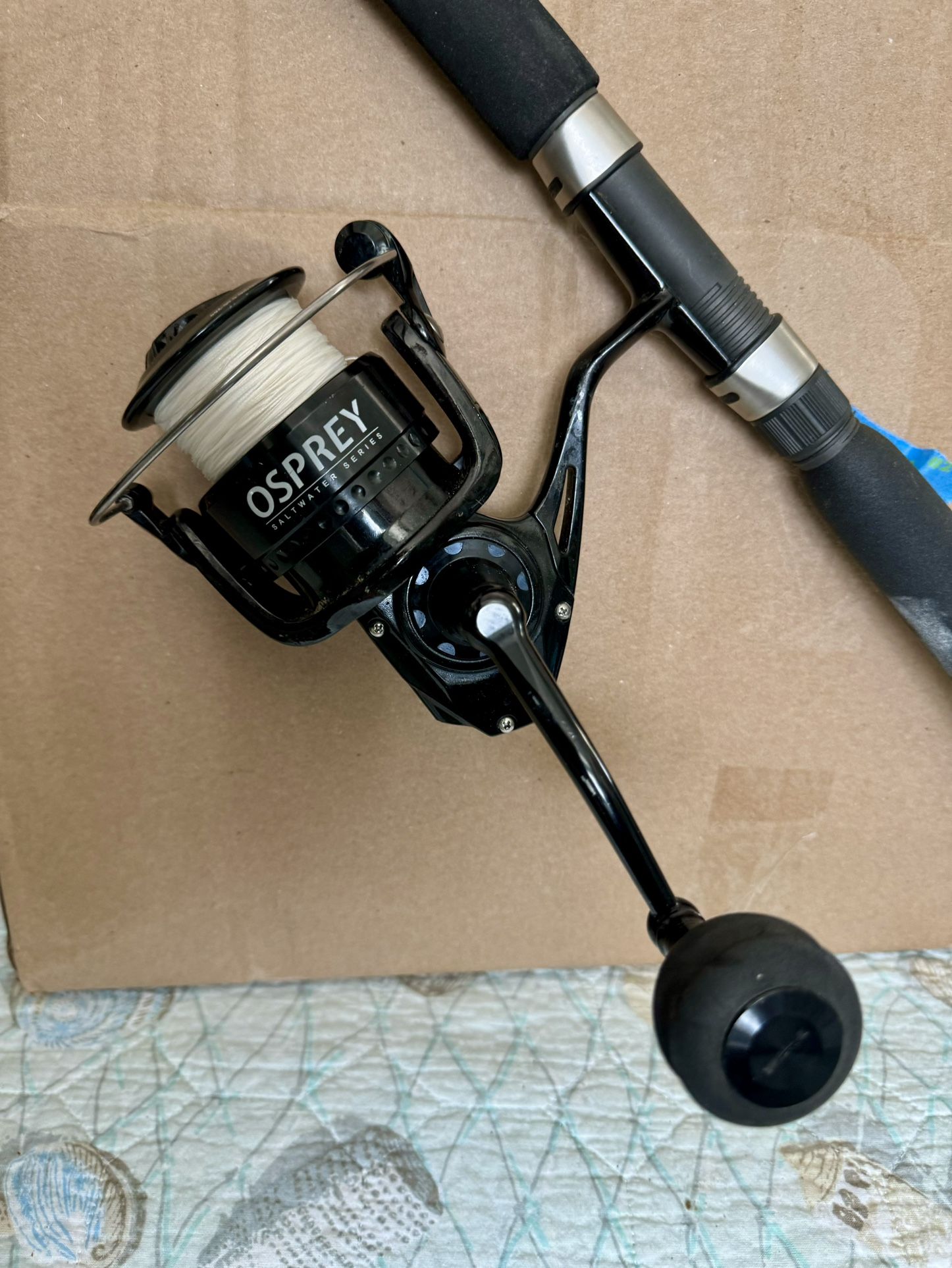 FFP Osprey 8000 reel on Star Rods 7’ rod. spinning fishing combo.