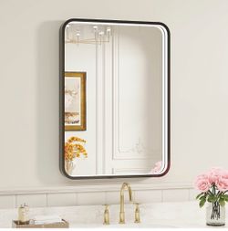 Only $65: 20x28 Inch LED Bathroom Mirror with Lights, Black Metal Framed LED Mirror 3 Colors