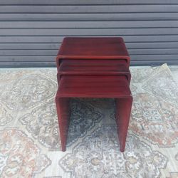 Set of 3 Mid Century Laquered Nesting Tables By Rae Kasian .