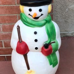 Christmas Holiday Outdoor Yard Decoration, Extra Large Snowman Blow Mold, Measures, 40" Height Includes Light Cord, Retired Piece, Excellent Condition