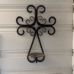 15”  Iron Cross Candle Holder Wall Decor