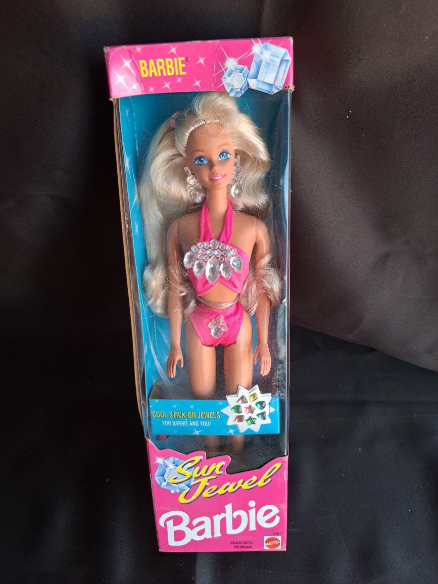 1993 Mattel SUN JEWEL BARBIE Doll with Cool Stick-On Jewels