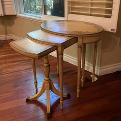 Antique Imperial Furniture Floral Nesting Table Set