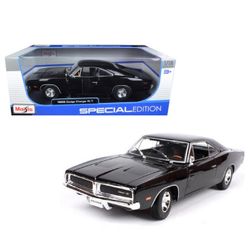 Maisto Special Edition 1969 Dodge Charger R/T Classic Super Car Die cast Model, Black 1:18
