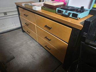 Long Solid Wooden Dresser (69.5 x 33.5 x 19 inches)