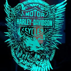 Harley etched lightdd mirror