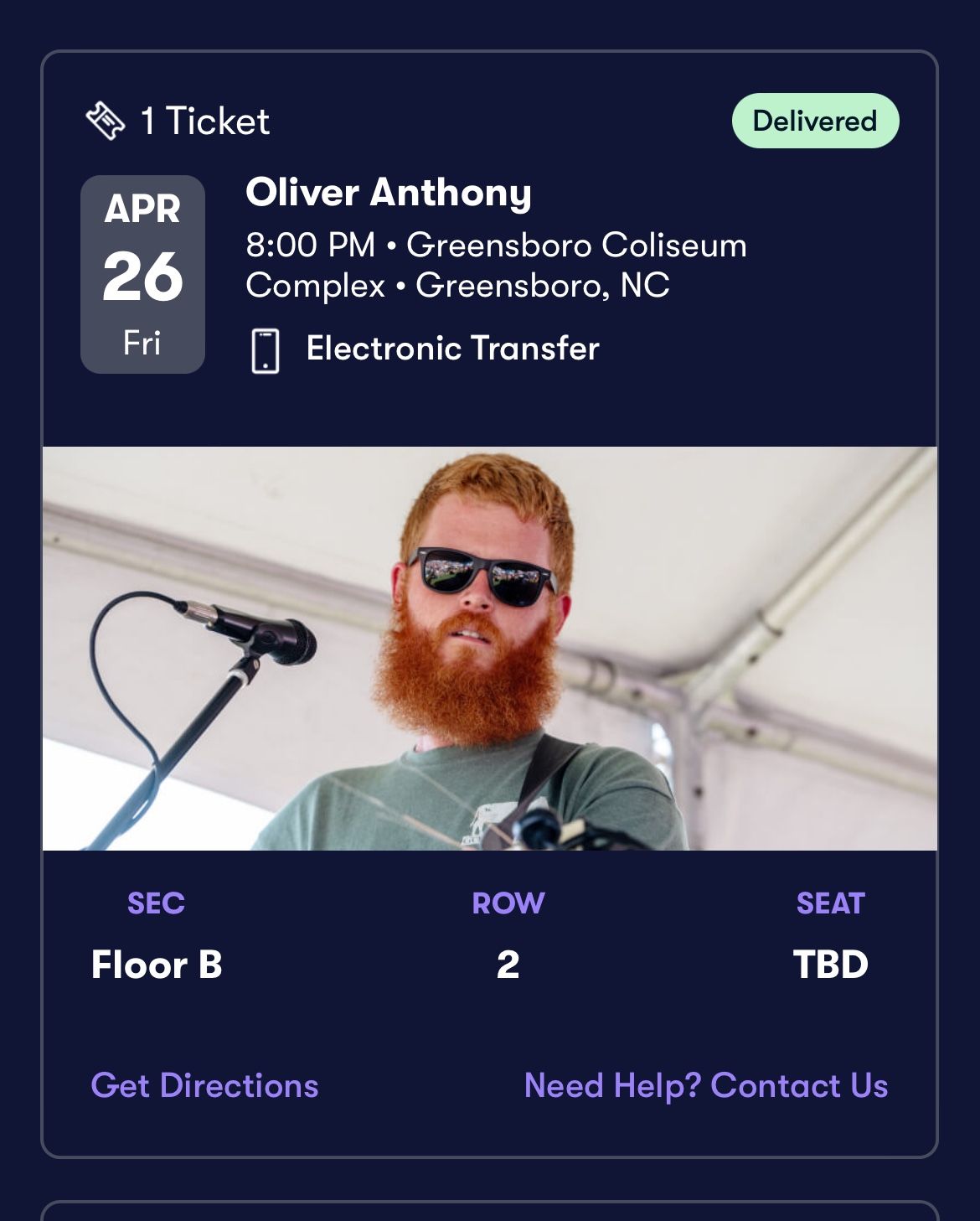 Oliver Anthony - floor Tickets Greensboro NC