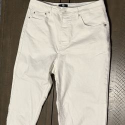 FRYE White Denim Cuffed Jeans