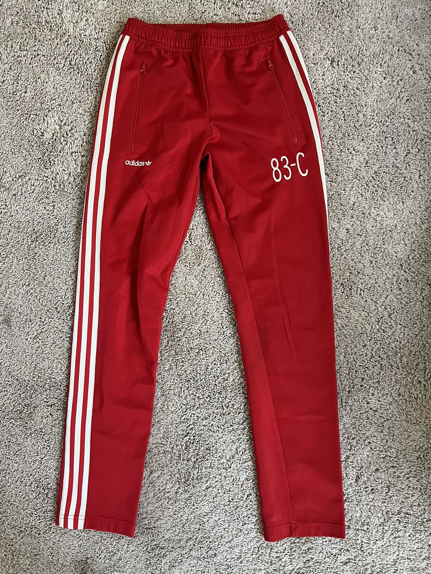 Adidas Track Pants Mens Small Red White Striped 83-C J. Mano Activewear