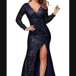 Navy Blue Sequin Dress 