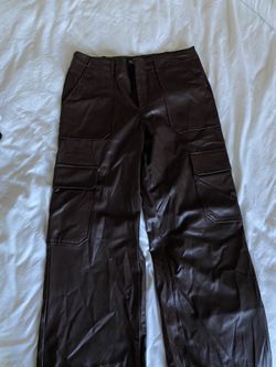 Zara Brown Cargo Leather Pants