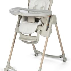 Minla 6-in-1 High Chair for Babies & Toddlers, Portable Foldable Highchair, EcoCare Fabric, 9 Heights, 5 Reclines, 4 Tray Positions, Classic Oat