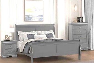 King Louis Philippe Bed in Grey