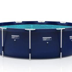 New,  8ft X 30in Round Swimming Pool Durable Steel Frame Above Ground Pool for Outdoors