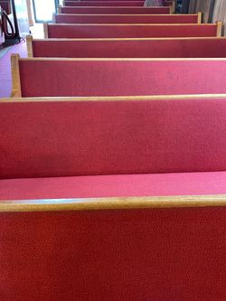 FREE Church Pews – 18 Red Upholstered Pews