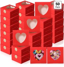 Red Heart Window Bakery Boxes 50 Pack