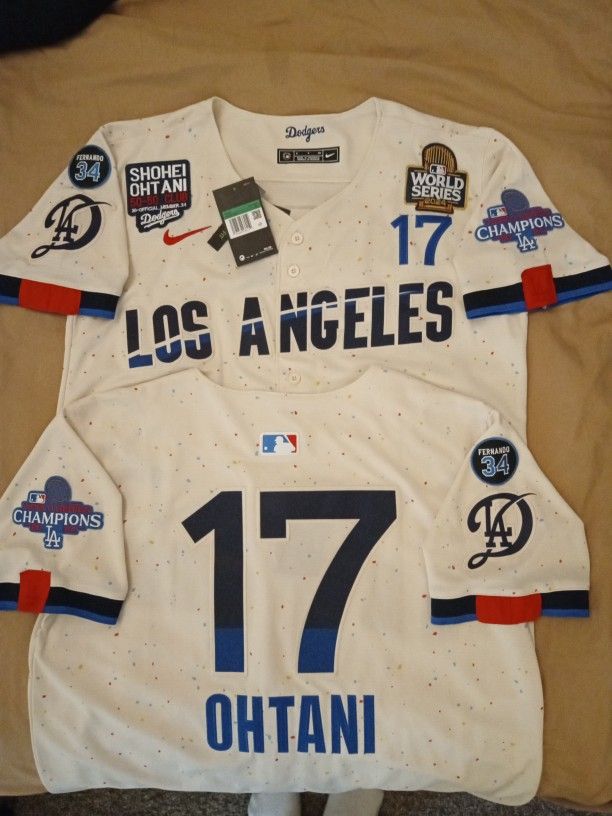 Los Angeles Dodgers #17; Ohtani City Connect 50/50 World Series Jersey