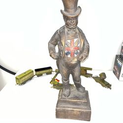 John Bull Store Display Statue - 23" - British Flag Shirt- Top Hat Gentleman - Countertop Display Piece