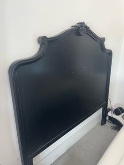 FREE! Beautiful Vintage Hand Painted 65”H x 65”W Vintage Solid Wood Classical Headboard (16” Legs)