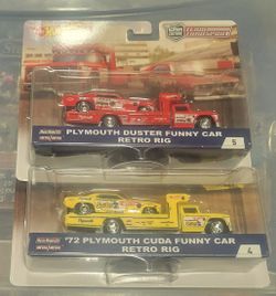 Hotwheels Team Transport Retro Rig Funny Car set.