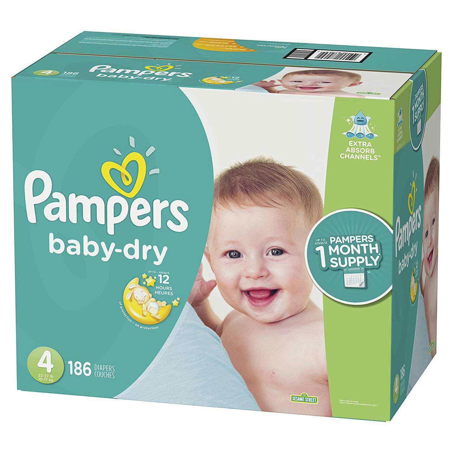 Pampers Baby Dry Size 4 , 186 pcs Brand New