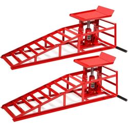 Set 2 x 5 Ton Drive Up 15” Ramp Low Profile Car Lift Jack Service Ramps Auto Truck Trailer Garage Automotive Hydraulic Stand Repair Shop 