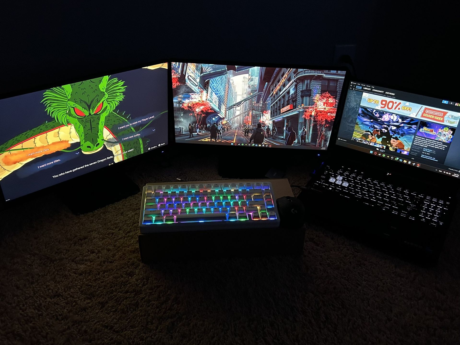 Gaming Laptop, Dual Monitors, Mechanical Keyboard And Mouse Bundle