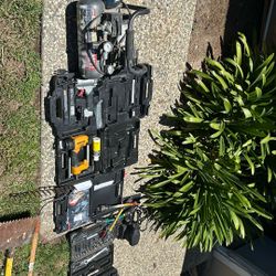 Senco Air Compresor, Porter Cable 2” Finish Nail Guns 2, Bostich Stapler, Brand New Pin Nailer 1, Socket Set , Ryobi Skill Saw 7 1/2”. Pam Sunder, Por