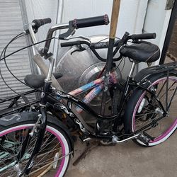 Four bikes beach cruisers fixies lowrider California kids bicycles children’s