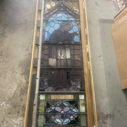 Antique Stained Glass Window Saint Carlo Borromeo