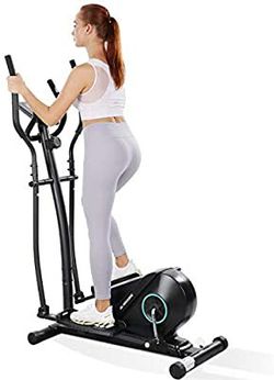 Elliptical Machine Trainer Elliptical with 5KG Flywheel Magnetic Resistance Heavy Duty Extra-Large Pedal & LCD Monitor