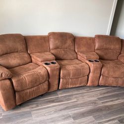 5 piece soft leather recliner sofa
