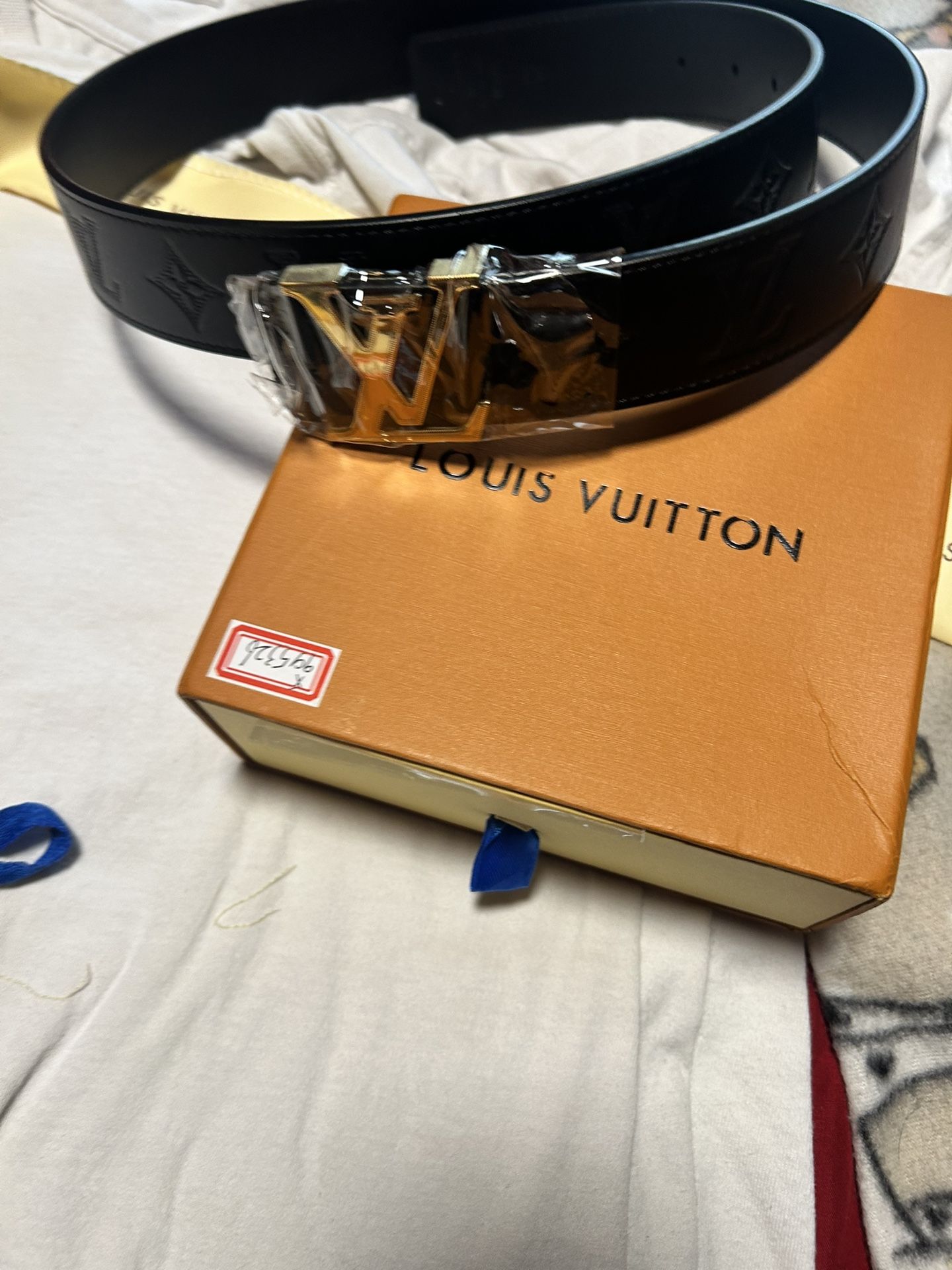 Louis Vuitton, Belt, Black With Gold, Size 36