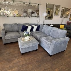 Gray Sectional & Ottoman 