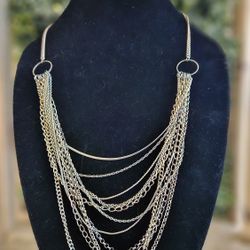 Silver Tone Multi Strand Necklace