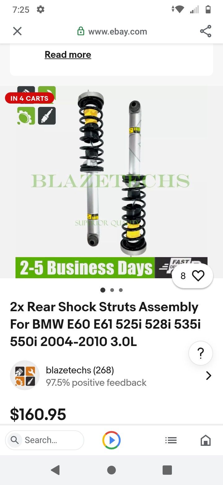 2008 Bmw 535xi Rear Shock Absorbers Never Opened